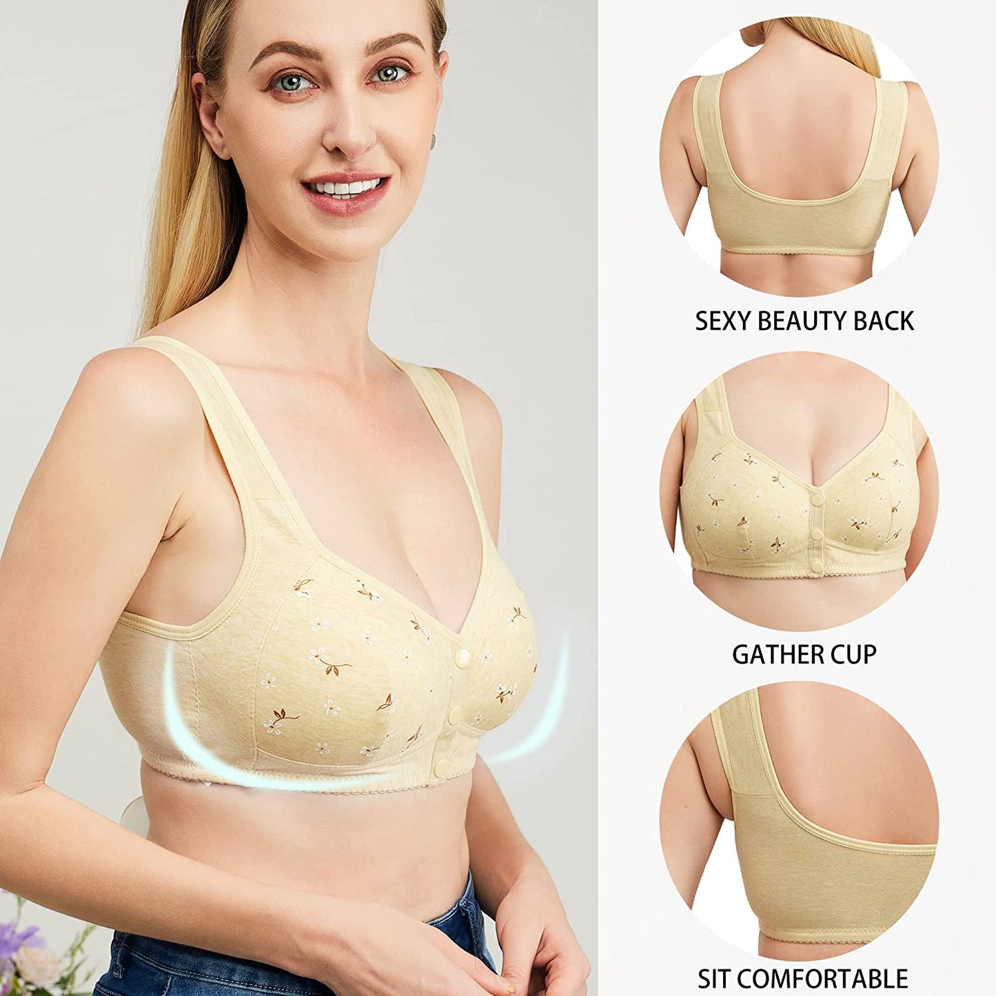 Daisy Front-Button Premium Bra | 1+1 FREE